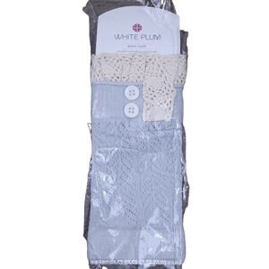 New White Plum Boot Socks Gray Women, Crochet Top Cream